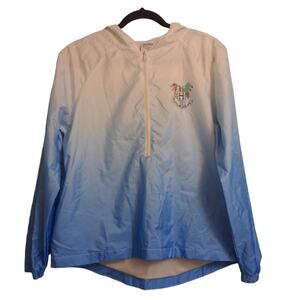 Harry Potter Womens Hogwarts Windbreaker Jacket Blue White Ombre Hooded Wizard S